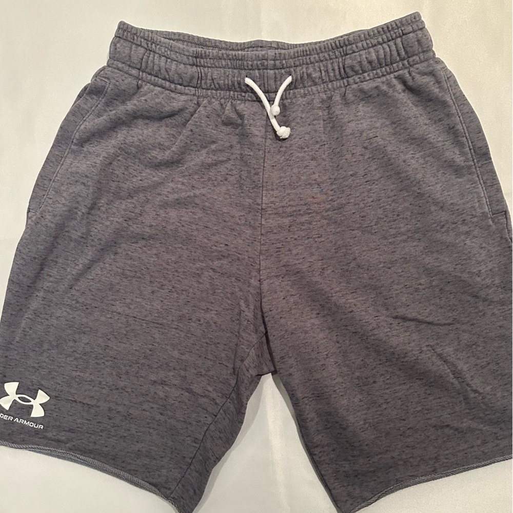 Under Armour Terry Shorts. Gray/black speckles. Large